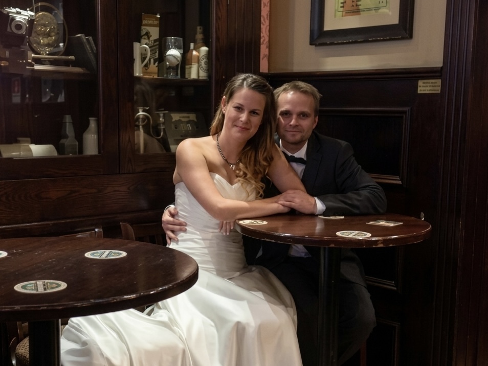 Wedding couple at entrance